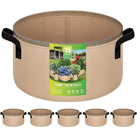 IPOWER 15-Gallon Fabric Aeration Pots Container with Strap Handles GLGROWBAG15X5